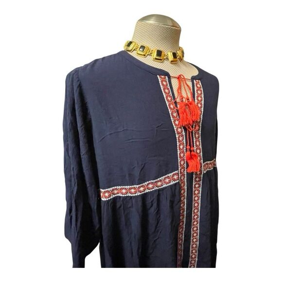 Old Navy Matching Embroidered Mini Swing Dress Women’s Large Aztec Boho Peasant - Picture 10 of 13